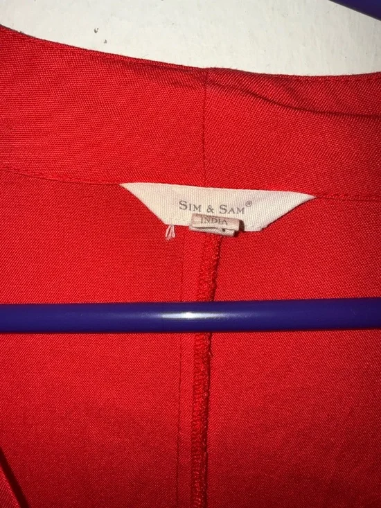 Women's Red Tie-Front Blouse - Picture 3 of 3